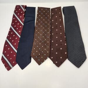 Givenchy Gentlemen Paris Vintage Tie Lot of 5 Neckties Brown Black Red Blue